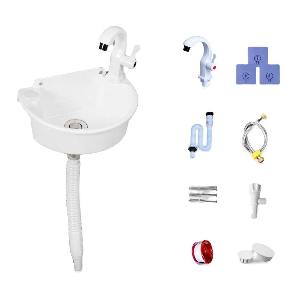 Self-Adhesive Wall Mounted Sink No-Drill Installation Wash Basin Mini Mount Basin For Camping