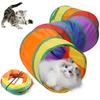 Samcos Cat Tunnel, Pet Toy, Long Rainbow Tunnel, 123cm, Washable, with Two Long S-Shaped Holes, Foldable, Easy To Store, Cat Play, Pet Toy, Exercise