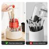 Makeup Brush Holder Dustproof 360-Degree Rotatable Press Type Multi-grid Makeup Brush Organizer Storage Tube