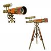 Double Barrel Table Décor Brass Telescope with Tripod Marine Functional Instrument  Item Leather Home Decor