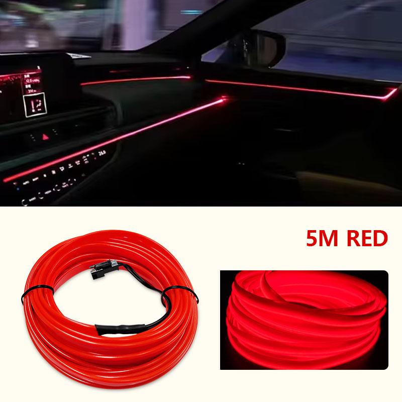 5M Car Interior Led Decorative Lamp EL Wiring Neon Strip Cold Light Wire For Auto DIY Flexible Ambient Light USB Atmosphere Lamp