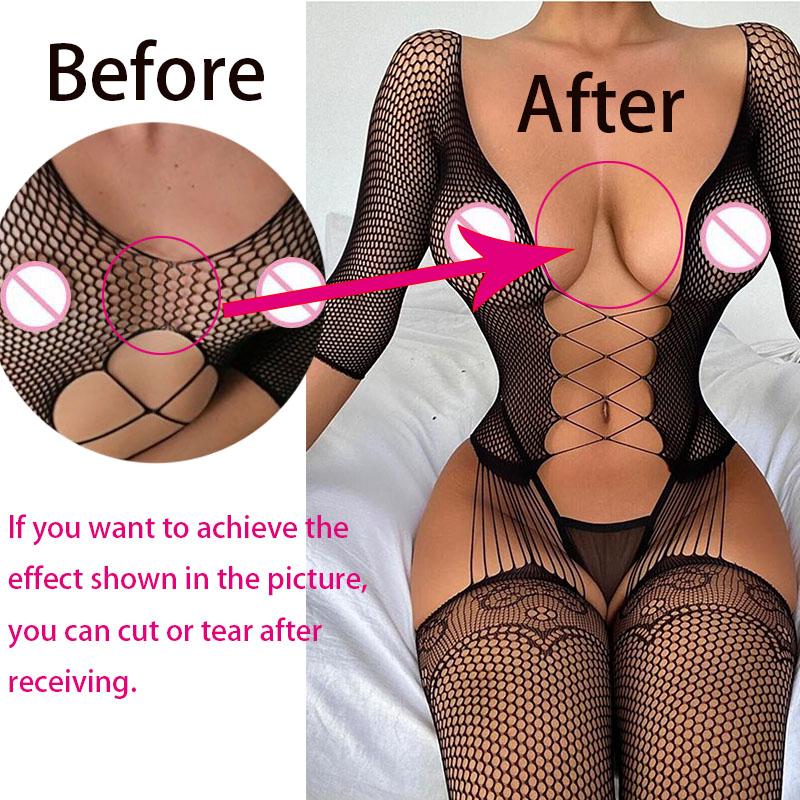 Fishnet Bodysuit Sexy Lingerie Women Full Bodystockings Lace Underwear Porn Crotchless Costume Erotic Stockings Fancy Sex Set