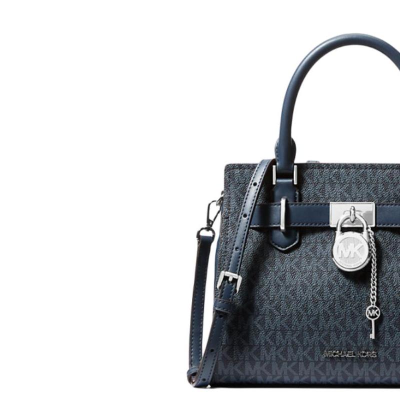 Michael Kors Сумка-клатч из канваса с покрытием, брелок-замочек с логотипом, маленькая, женская, синяя