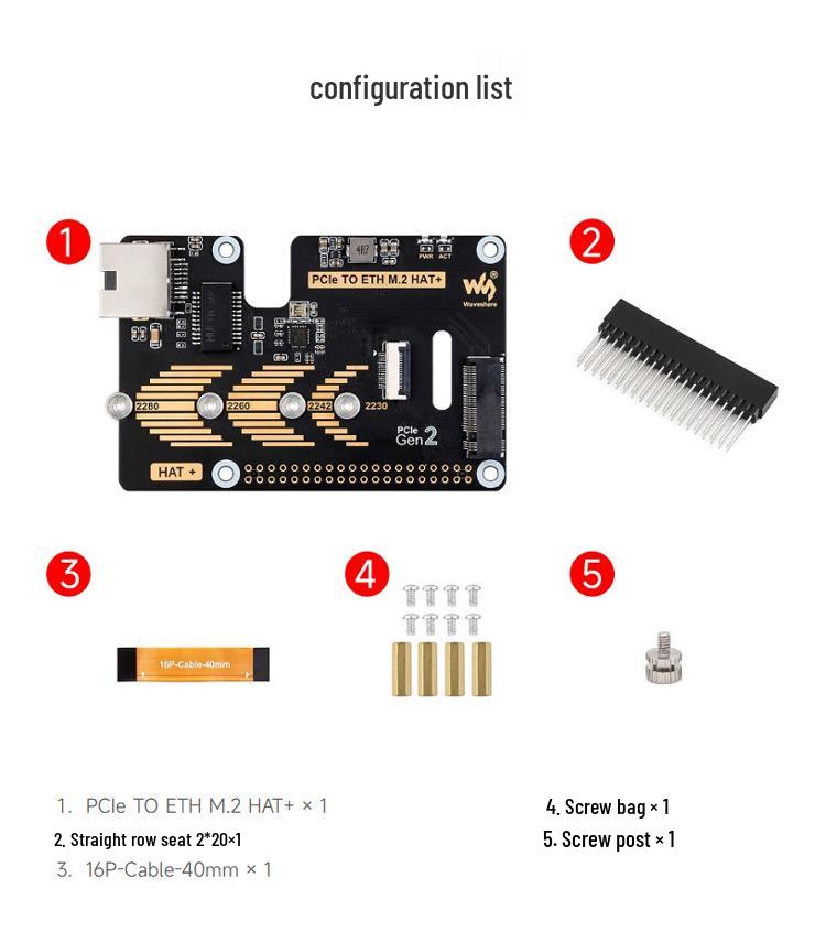 HAT+ Плата Raspberry Pi 5-го поколения M.2 PCIe к Gigabit Ethernet, Скорость 5 Гбит/с, Загрузка с SSD без драйверов