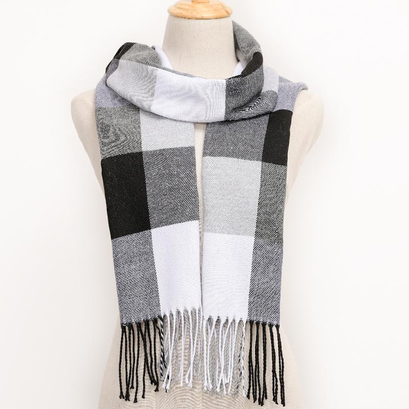 180*35cm Women Winter Unisex Tassel Color Lattice Cashmere Scarves Autumn Long Couple Thinker Warm Female Shawl Men