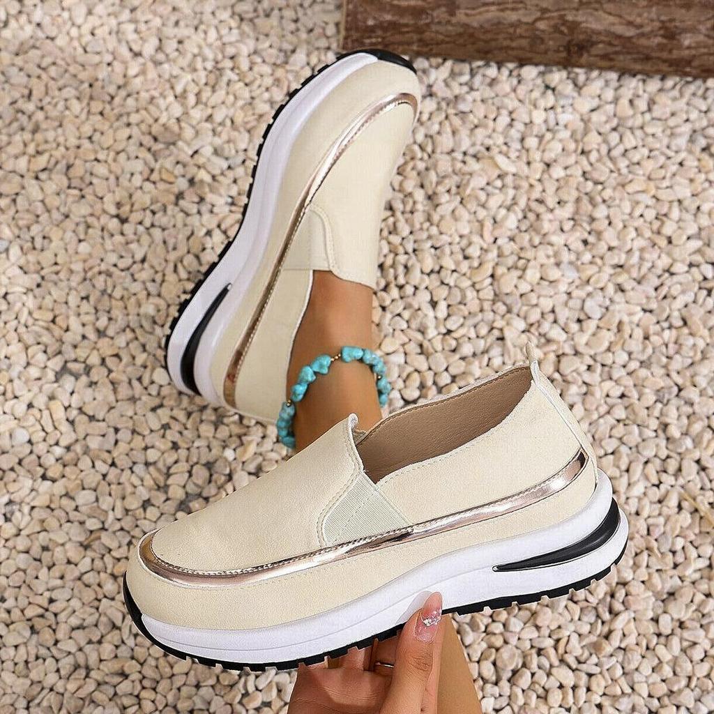 Новые повседневные туфли большого размера, женские, толстые подошвы, подходящие по цвету, спортивные женские туфли без застежек