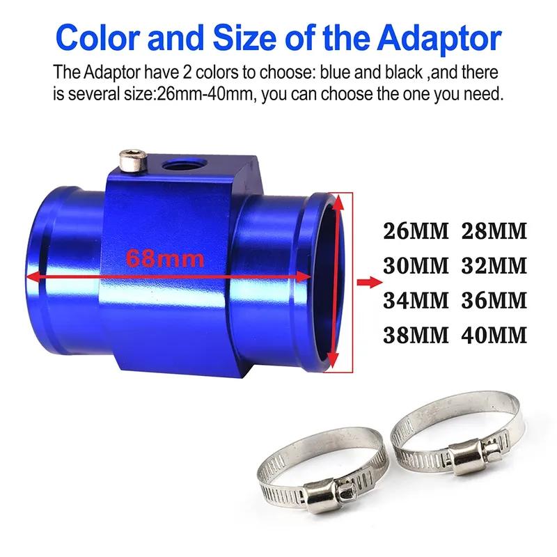 Water Temp Gauge 0-120 Celsius 10MM Water Temperature Sensor T-Fitting Joint Pipe Adapter 26MM~40MM for Car Truck Yacht Boat