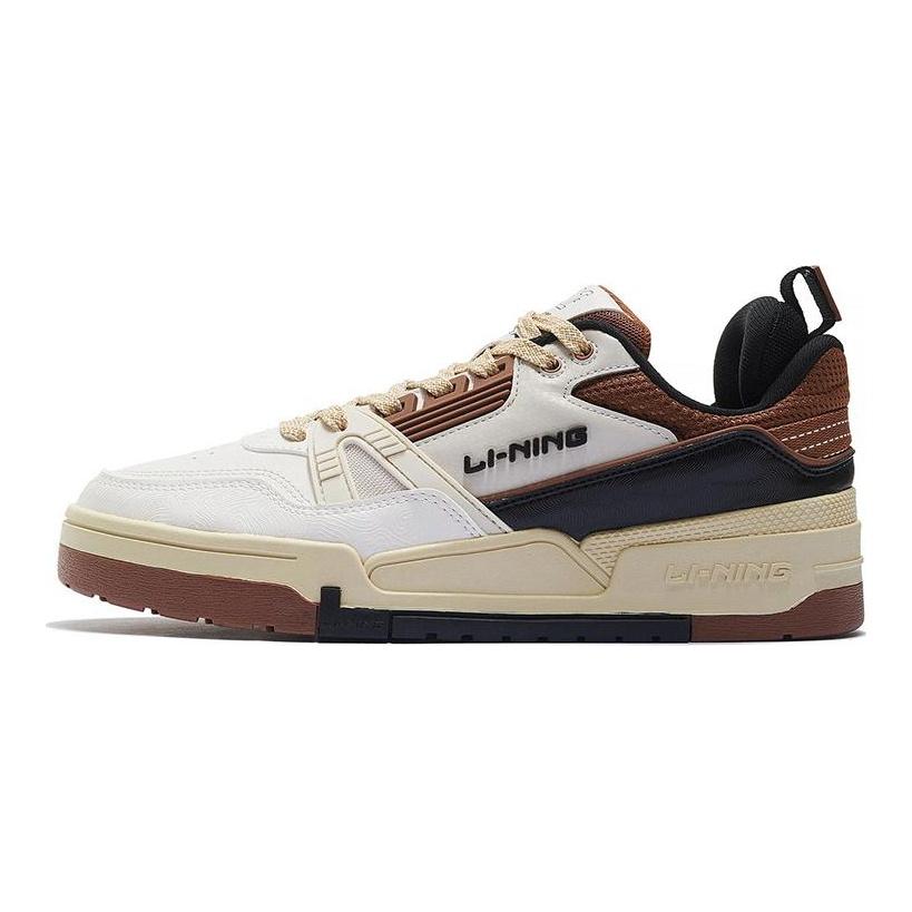 Li Ning 001 BTC 001 Btc Низкие Скейтбордические кроссовки Мужские Белые Коричневые AGCS103-5