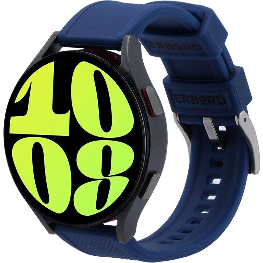 ERBORD Universal Silicone Strap 20mm, Dual Color, Blue / Silver Buckle