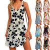 Женский летний повседневный сарафан без рукавов с V-образным вырезом и цветочным принтом
