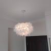 Iron Chandelier With Feather Shade And Led Lighting For Home Living Spaces