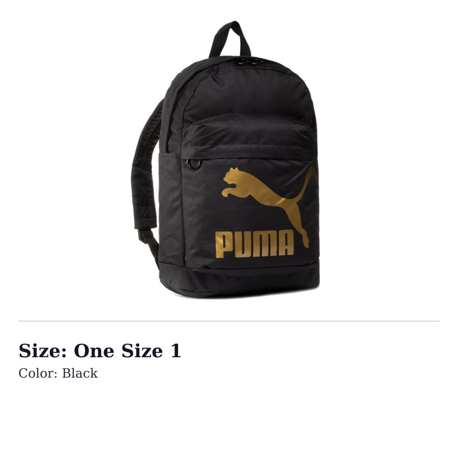 PUMA Fabric Backpack Unisex Black 076643-01