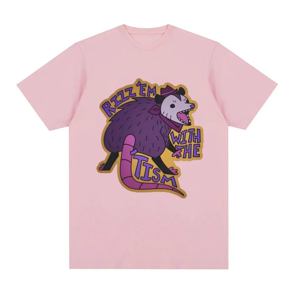 Рицц Эм с футболкой Tist Аутизм Смешной Мем с Опоссумом Футболка Летняя 100% Хлопок Повседневная Футболка с Круглым Вырезом и Коротким Рукавом