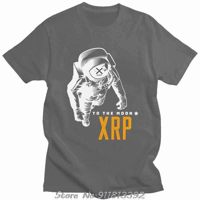 Крутая Потрясающая Волна XRP Луна Футболка Мужская Одежда Круглый Вырез Уличная Мода Биткоин Крипто Футболка Модная Оверсайз Хлопковая Футболка