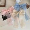 Korean Organza Oversized Bowknot Hair Clips for Women Solid Color Silky Ribbon Bow Ponytail Holder Grips Hair Accessories