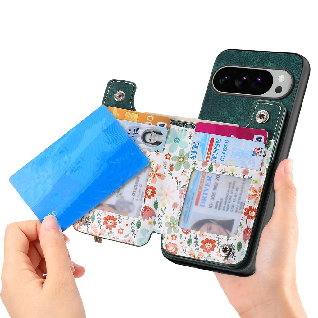 Для Google Pixel 10 Pro XL Кожаный чехол для телефона с RFID-блокировкой, кошелек на молнии, подставка