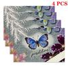 4/6pcs Rectangular Placemats - 18X12 Inches, Butterfly Floral Letter Retro 2D Element Pattern Design, Easy-Clean Table Mats, Durable Heat-Resistant Ta