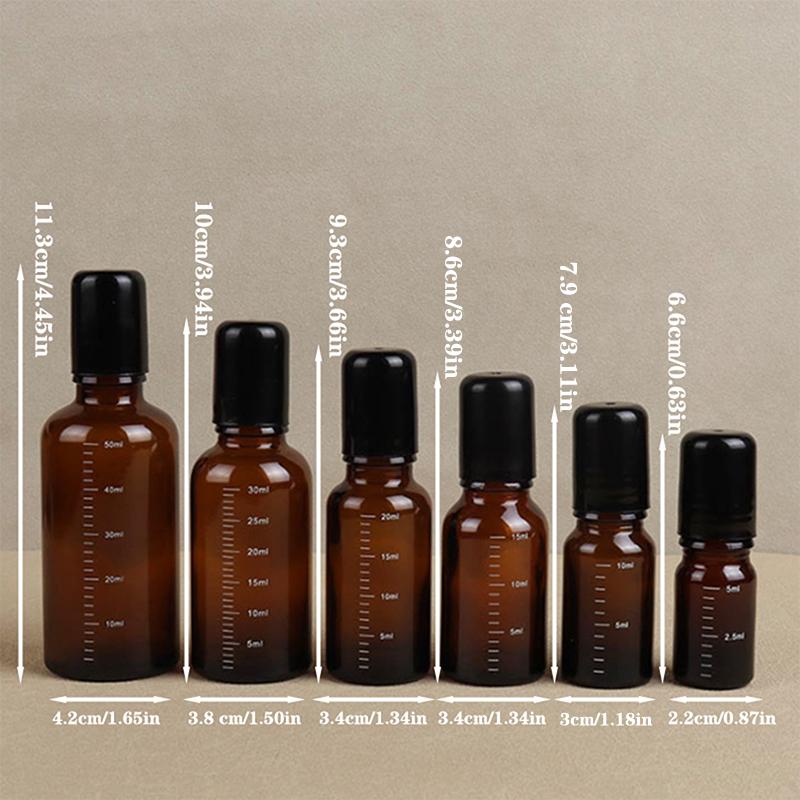 1 шт. 5 мл, 10 мл, 15 мл, 20 мл, 30 мл, 50 мл, пустые коричневые рулонные стеклянные бутылки с шариком-роликом для духов, эфирное масло, жидкие вещества