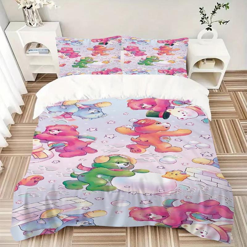 3Pcs Bear Friends Winter Scene Bedding Set Quilt Cover Pillowcase Home Christmas Xmas Halloween Gift 1 Duvet Cover 2 Pillowcase S921121