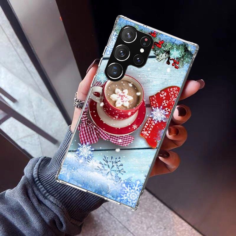 Winter Coffee Christmas Phone Case For Samsung Galaxy S23 S24 S25 Edge S26 Ultra S22 + S21 Plus S20 FE Cover Silicone Print Shel