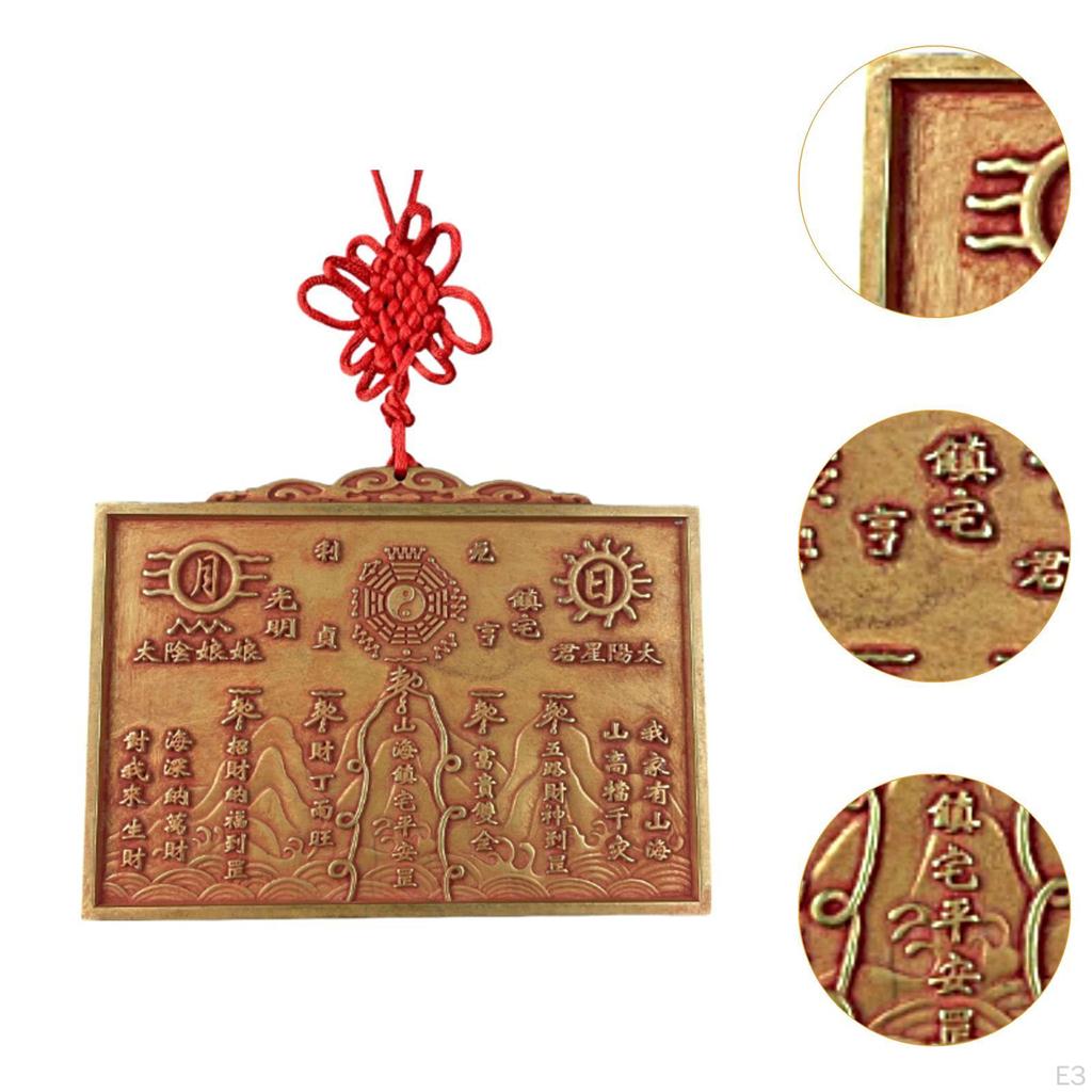 Chinese Feng Shui Bagua Decorative Mirror 13x9.5 Cm Copper Accessory