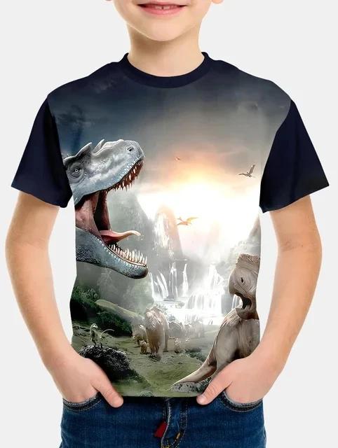 Kids Boys T-shirt Cool Jurassic World Dinosaur T Shirt Boy Clothes Summer Short Sleeve Tee Shirts Children Clothing Girls Tops