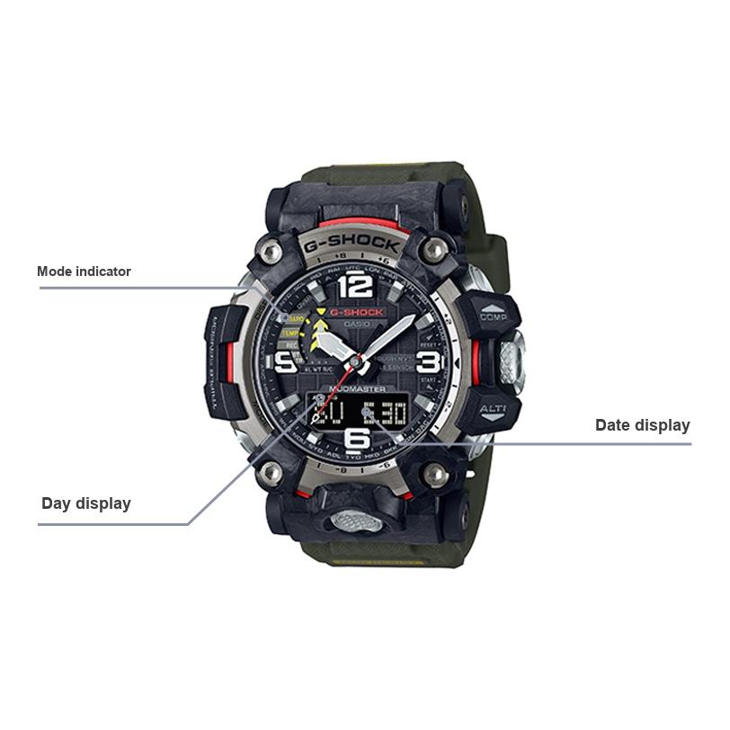 G-Shock Land Series Fashion Trend Street Big Mud King II Carbon Fiber Core Solar Quartz Movement Resin Strap Men watches Green GWG-2000-1A3PR