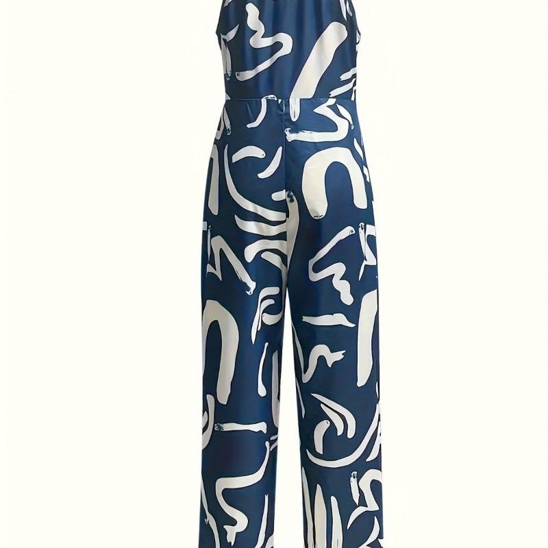 Women's Summer Print Suspenders Jumpsuit