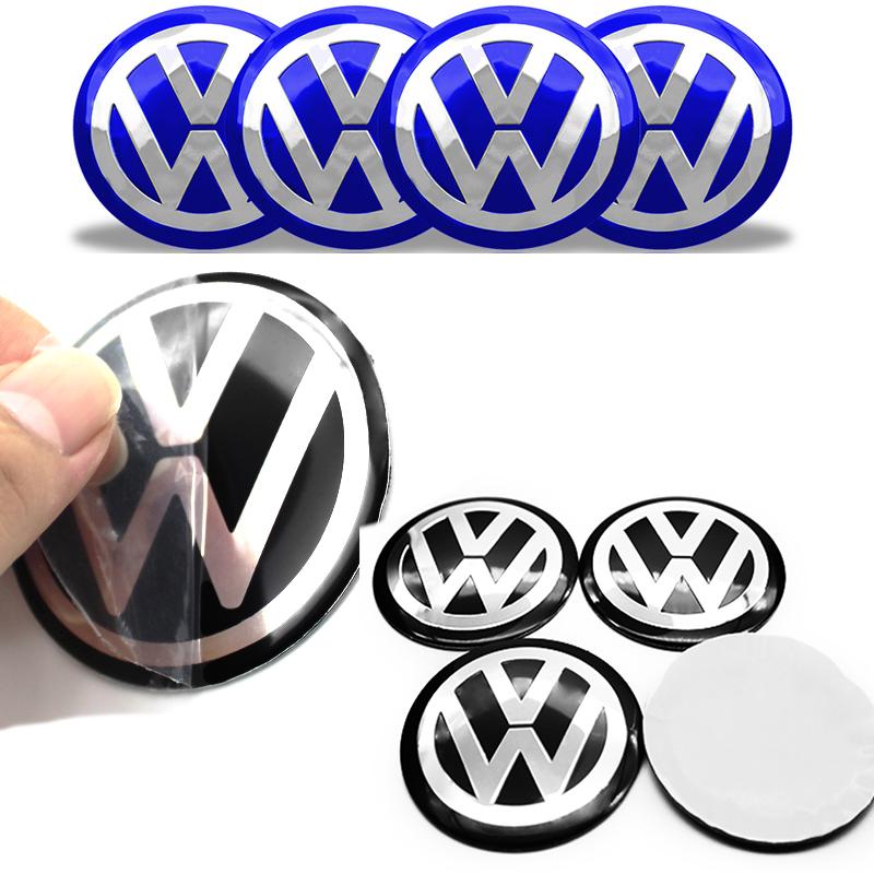 4Pc For VW GTI Golf 6 Polo R-Line CC Passat Tiguan B7 56mm 60mm 65mm Car Logo Wheel Center Hub Caps Badge Sticker Emblem Decals PQ9