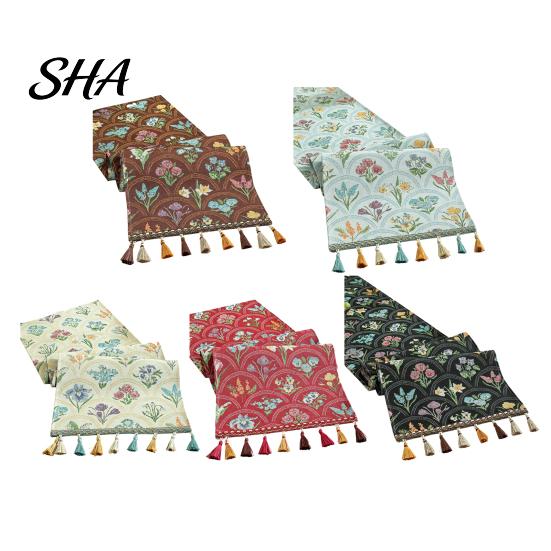 Elegant Dining Table Runner Jacquard Floral Runner, Vintage with Tassel Edges, Classic Style Farmhouse for Wedding Baby Shower Decor Charming