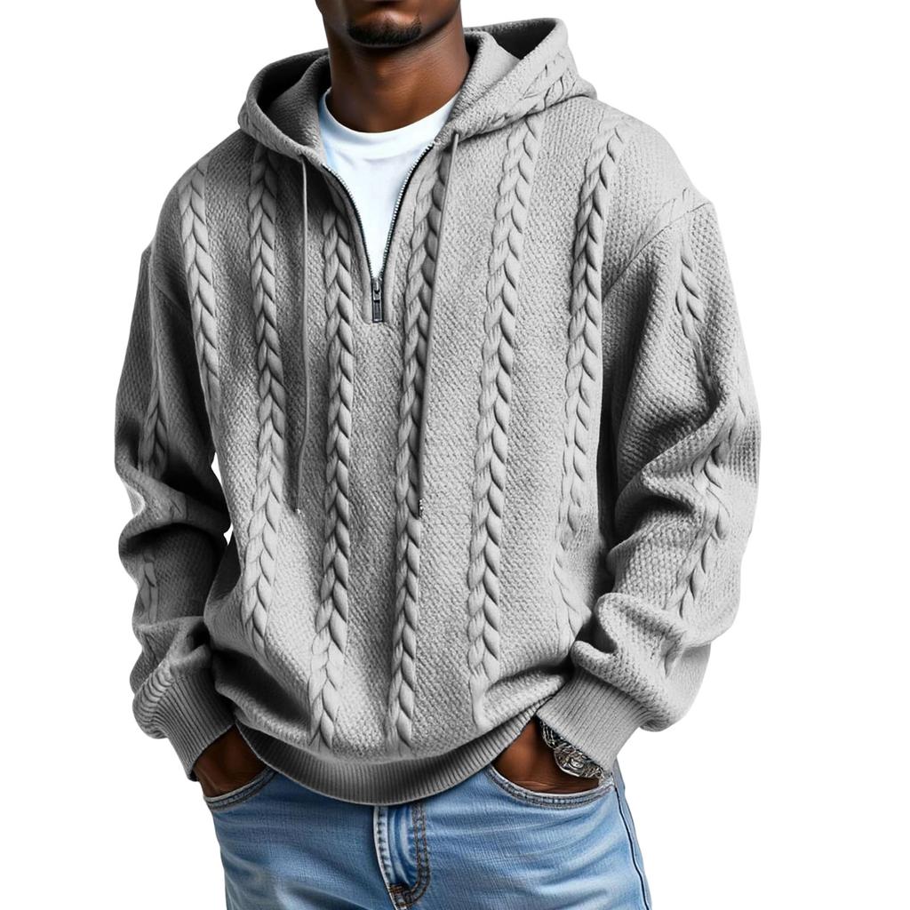 Men's Long Sleeves Leisure Sports Half Zipper Hooded Hood Hoodie