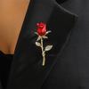 Women Brooch Dripping Oil Rose Shape Rhinestone Decor Retro Style Smooth Surface Collar Pin Anti-Oxidation Anti-Rust Party Evening Wear Clothes Pin
