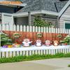 Winter Christmas Fence Banner, Row of Cute Penguins & Pine Trees Design, Polyester Outdoor Lawn Wall Festival Decoration