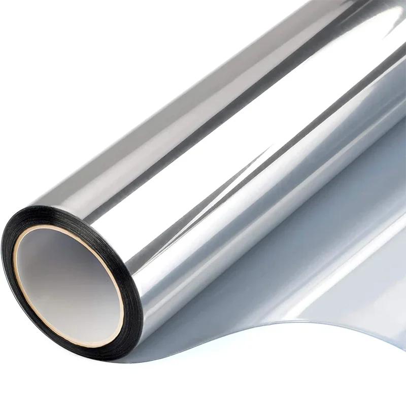 Silver Transparent Sunscreen Film Vinyl Self-Adhesive One Way Mirror PET UV-Proof Drop-Shipping Daytime Private Glass Sticker