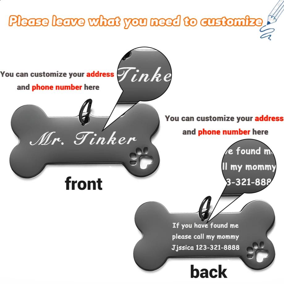 Персонализированные бирки для собак из нержавеющей стали с защитой от потери, бирки для домашних животных
