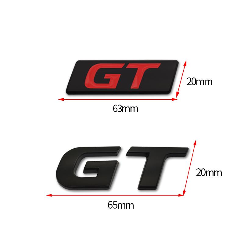 AAWI1 3D Car Sticker GT Logo Metal Emblem Badge Decals compatible compatible for 206 207 307 208 2008 RCZ GT Polo Golf 5 7 Passat B5