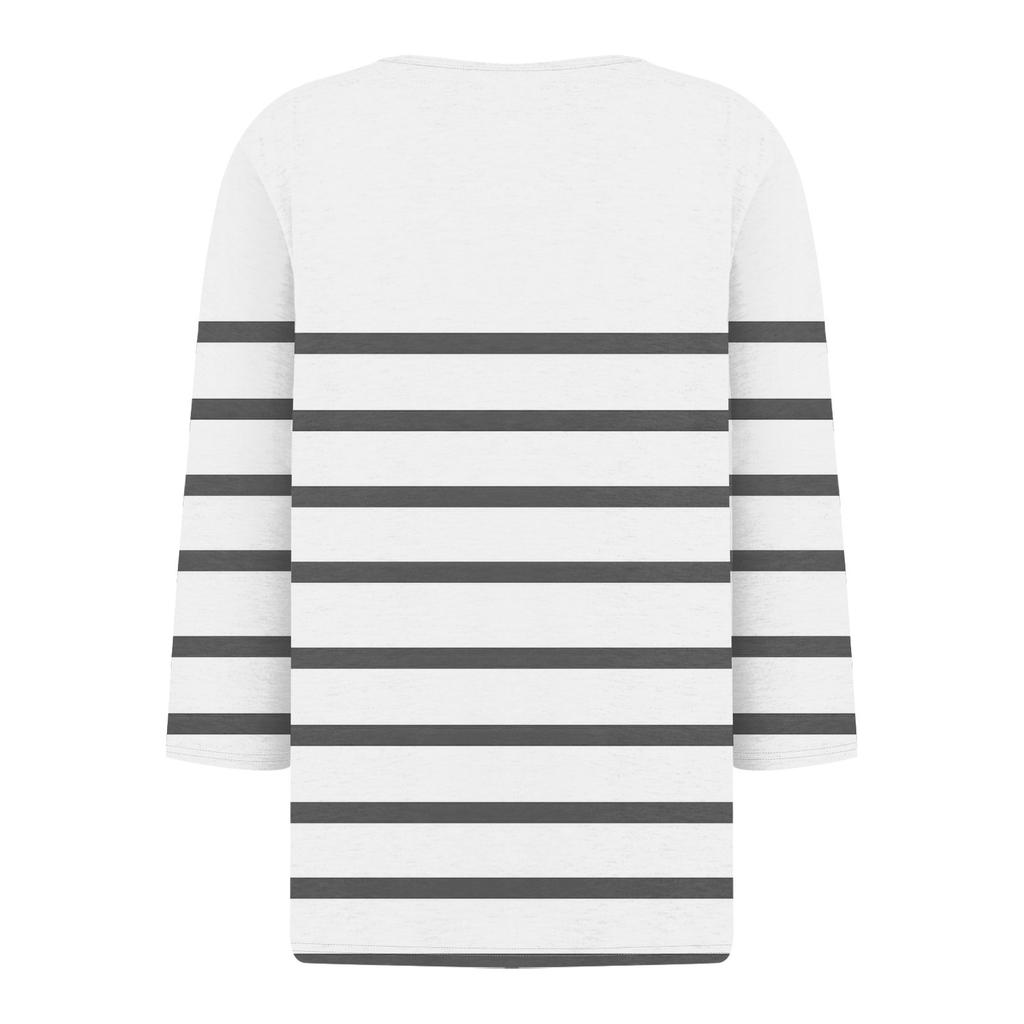 Жен. Футболка Футболка С принтом Пуговицы Рукав 3/4Ежедневно Выходные Мода Классический Топ с v-образным вырезом Обычный