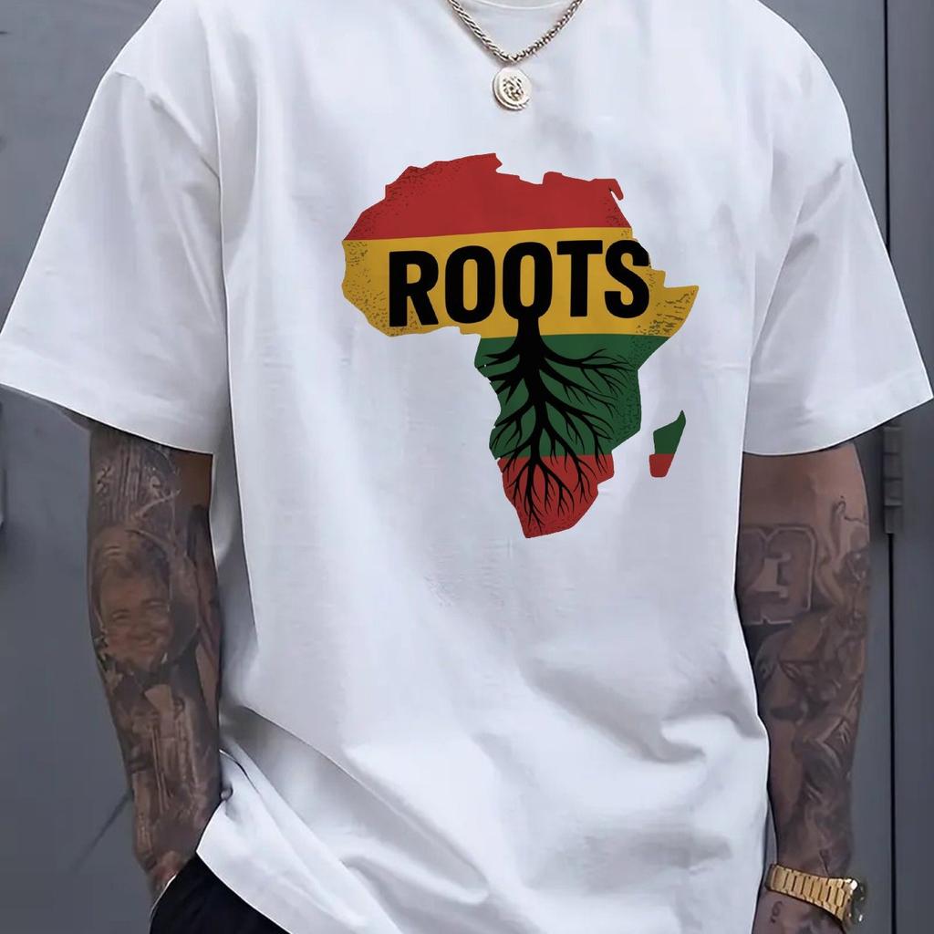 Мужская хлопковая футболка с графическим принтом Africa Roots, панафриканские цвета Раста, повседневная футболка с коротким рукавом
