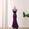 European and American new sexy tube top purple heavy industry nail drill mesh hip party evening dress