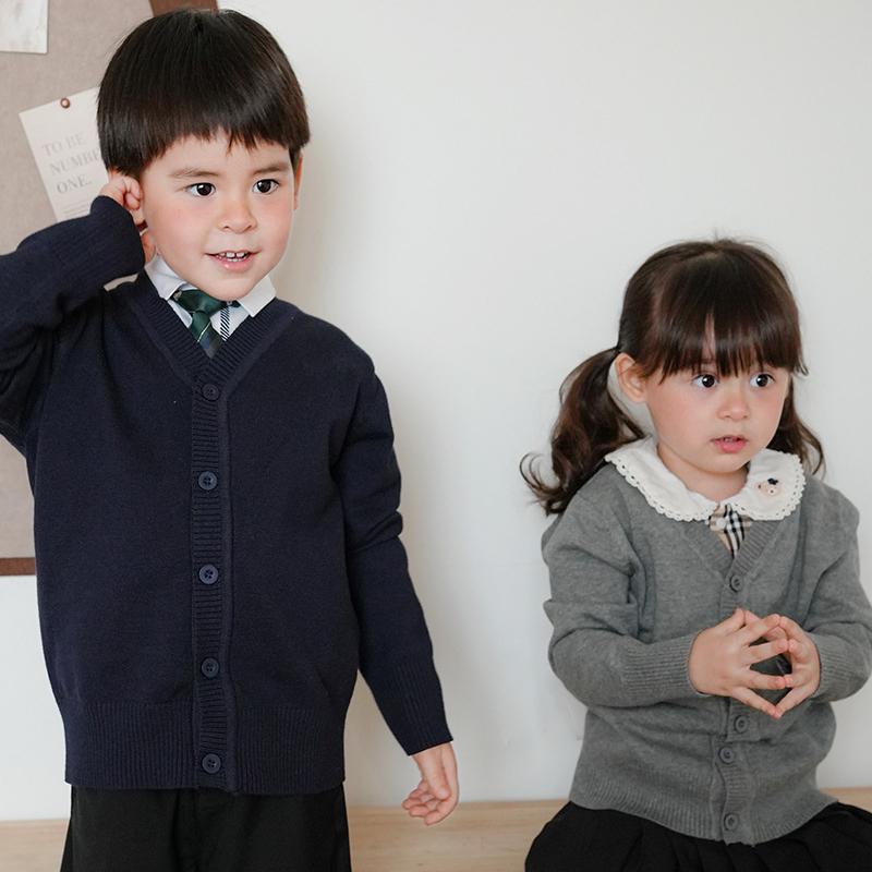 Школьная форма Детская куртка с длинными рукавами Детский свитер Кардиган Одежда для родителей и детей Вязаный кардиган для детей среднего и большого размера