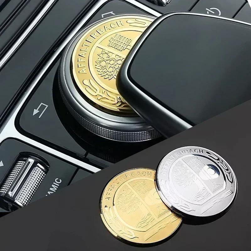 SUK3 1pcs 48mm Car Central Control Multimedia Button Cover Sticker For Mercedes Benz AMG class W205 W203 GLC GLK W206 W220 A180 W211