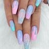 Sweet Sparkly Girl Gradient Macaron Nail Tips - Cute Wearable Fake Nails