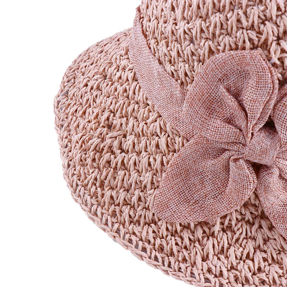 Casual Unique Anti-UV Sun Hat Matching Solid Color Bow Bucket Hats Shading Hat Korean Style Cap Seaside Straw Hat Women Sun Hat