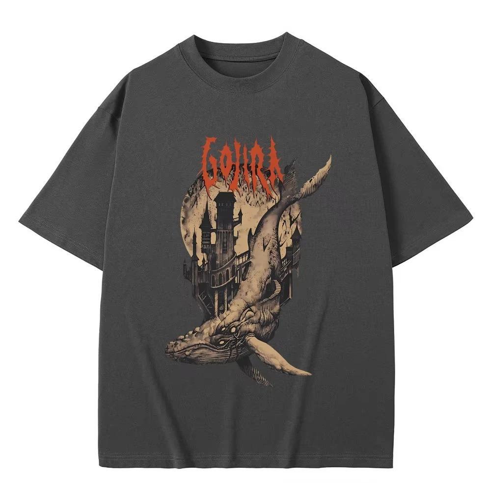 Французская метал-группа Gojira From Mars to Sirius Летающий кит Винтажная рок-графика Футболка Унисекс Свободный крой Женская и Унисекс Футболка