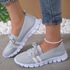 Fashion Women 2024 Summer Mesh Knitted Striped Flats Shoes for Lace Up Casual Sneakers Woman Breathable Soft Sole Loafers Plus Size 43