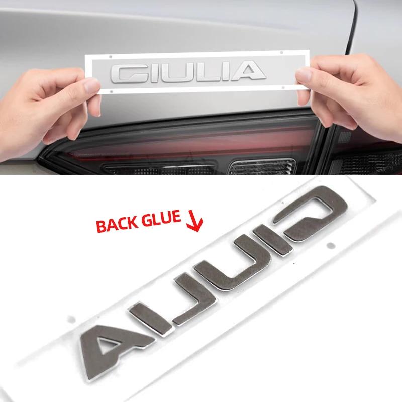 RZUD8 3D ABS Glossy silvery Black Q2 Q4 Ti Veloce Giulia Stelvio Letter Badge Trunk Emblem Car Stickers For Alfa Romeo Accessories