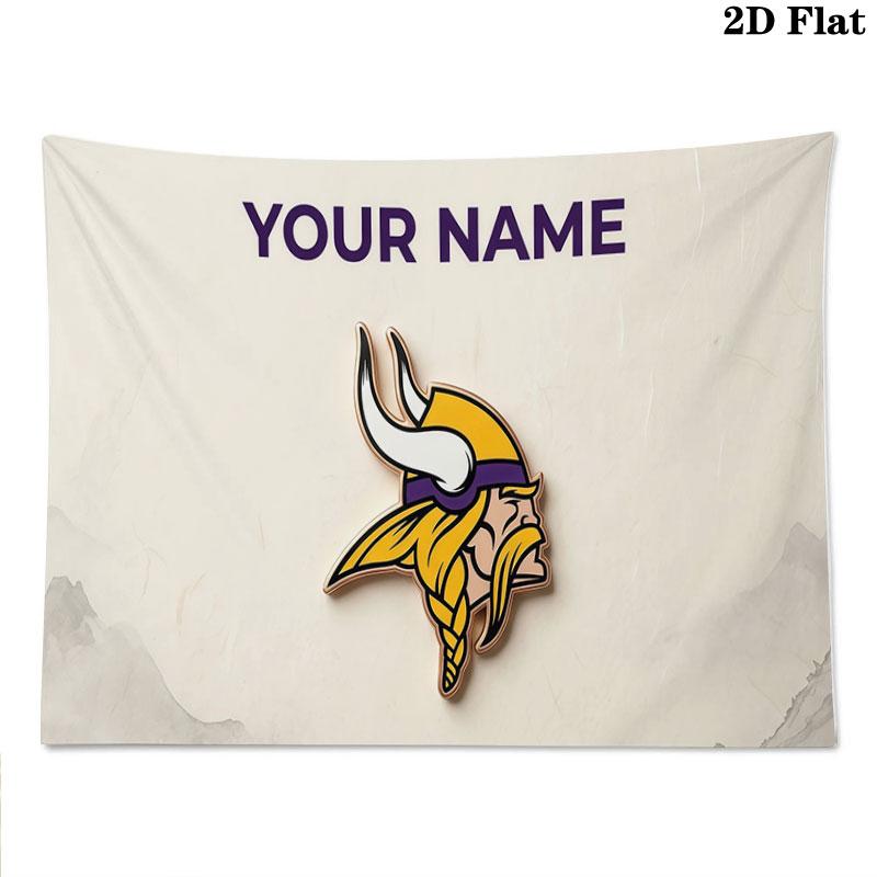 Custom Name,Minnesota Vikings Wall tapestry, aesthetic printed fabric blanket, suitable for bedroom, living room, and home decor.