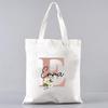 Custom Name White Canvas Tote Bag Large Capacity Foldable Supermarket Shopping Bag For Women Shopper Personalized Handbags