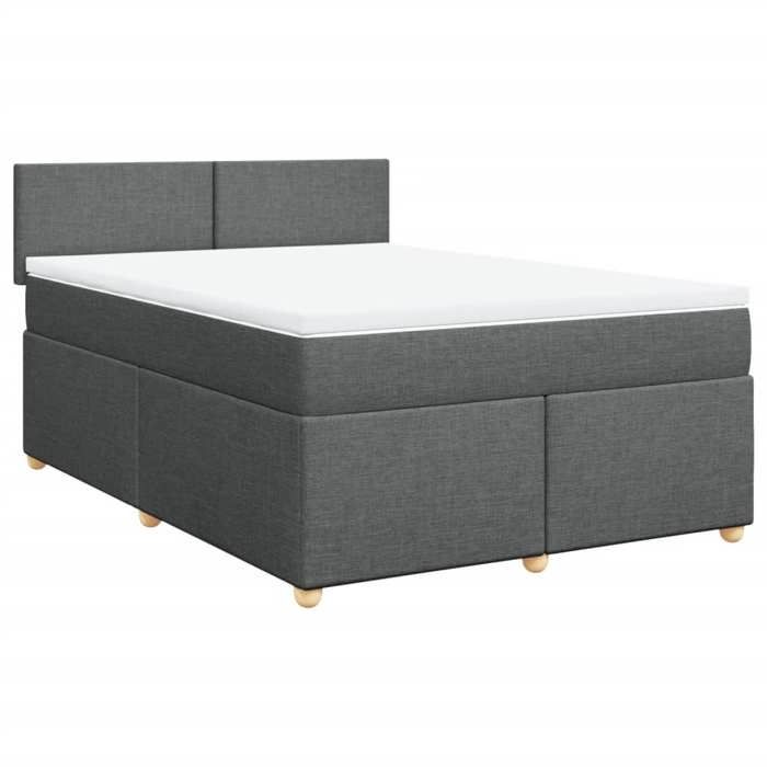 Maison Exclusive - Sommier à lattes de lit avec matelas Gris foncé 160x200cm Tissu