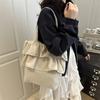 2025 Корейская версия новой юбки с оборками, большая вместительная сумка-тоут в ленивом стиле, повседневная простая холщовая сумка